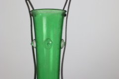 Osiris Pewter. A Pair of Art Nouveau Pewter and Green Glass Twin-Handled Vases - Thumbnail 8