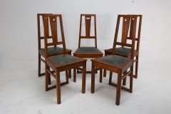 E. A. Taylor. a Set of Five Arts and Crafts Oak Side Chairs with Heart Cut-outs. - Thumbnail 2