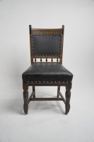 Lambs of Manchester a Set of Four Aesthetic Movement Oak & Leather Dining Chairs - Thumbnail 3