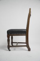 Lambs of Manchester a Set of Four Aesthetic Movement Oak & Leather Dining Chairs - Thumbnail 4