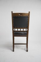 Lambs of Manchester a Set of Four Aesthetic Movement Oak & Leather Dining Chairs - Thumbnail 5