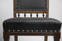 Lambs of Manchester a Set of Four Aesthetic Movement Oak & Leather Dining Chairs - Thumbnail 7