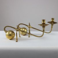 WAS Benson (style of). A Pair of Brass Arts & Crafts Piano Candle Holders - Thumbnail 1