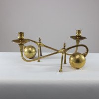 WAS Benson (style of). A Pair of Brass Arts & Crafts Piano Candle Holders - Thumbnail 4
