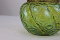 Loetz (attributed). A Green Swirl Glass Flower Holder with Decorative Brass Top - Thumbnail 9