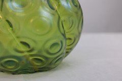 Loetz (attributed). A Green Swirl Glass Flower Holder with Decorative Brass Top - Thumbnail 10