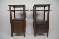 Three Arts & Crafts Oak Bedside Cabinets with Marble Tops and Extending Shelves - Thumbnail 2