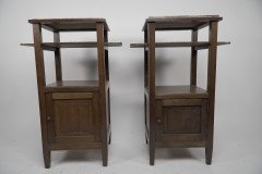 Three Arts & Crafts Oak Bedside Cabinets with Marble Tops and Extending Shelves - Thumbnail 3