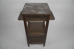 Three Arts & Crafts Oak Bedside Cabinets with Marble Tops and Extending Shelves - Thumbnail 5