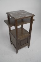 Three Arts & Crafts Oak Bedside Cabinets with Marble Tops and Extending Shelves - Thumbnail 6