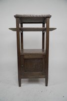 Three Arts & Crafts Oak Bedside Cabinets with Marble Tops and Extending Shelves - Thumbnail 7