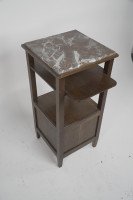 Three Arts & Crafts Oak Bedside Cabinets with Marble Tops and Extending Shelves - Thumbnail 8