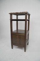 Three Arts & Crafts Oak Bedside Cabinets with Marble Tops and Extending Shelves - Thumbnail 9
