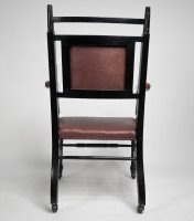 Ebonized Upholstered Armchair Made by Oetzmann, After a Design by E. W. Godwin - Thumbnail 4