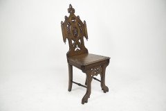 Four Gothic Revival Oak Hall Chairs - Thumbnail 3