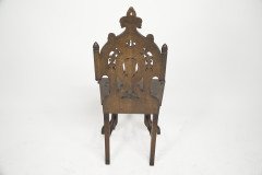 Four Gothic Revival Oak Hall Chairs - Thumbnail 5
