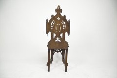 Four Gothic Revival Oak Hall Chairs - Thumbnail 6