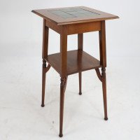 Shapland & Petter. An Arts & Crafts Green Tile Top Plant Stand or Side Table - Thumbnail 1
