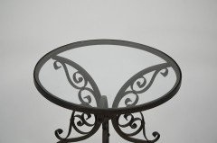 Pair of Arts & Crafts Side Tables with Hand Formed Wrought Iron Scroll Details - Thumbnail 4