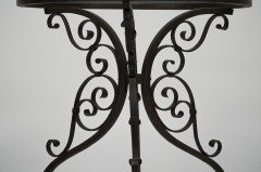 Pair of Arts & Crafts Side Tables with Hand Formed Wrought Iron Scroll Details - Thumbnail 5