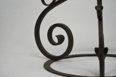 Pair of Arts & Crafts Side Tables with Hand Formed Wrought Iron Scroll Details - Thumbnail 7