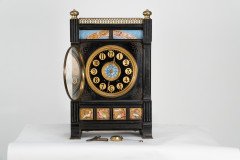 Aesthetic Movement Zodiac Black Marble Mantle Clock with Gong- Striking Movement - Thumbnail 3