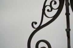 Pair of Arts & Crafts Side Tables with Hand Formed Wrought Iron Scroll Details - Thumbnail 8