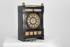 Aesthetic Movement Zodiac Black Marble Mantle Clock with Gong-Striking Movement - Thumbnail 4