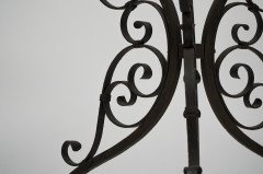 Pair of Arts & Crafts Side Tables with Hand Formed Wrought Iron Scroll Details - Thumbnail 9