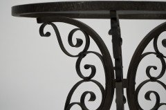 Pair of Arts & Crafts Side Tables with Hand Formed Wrought Iron Scroll Details - Thumbnail 10