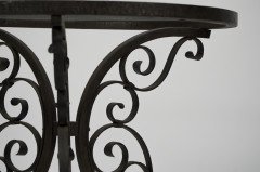 Pair of Arts & Crafts Side Tables with Hand Formed Wrought Iron Scroll Details - Thumbnail 11