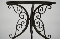 Pair of Arts & Crafts Side Tables with Hand Formed Wrought Iron Scroll Details - Thumbnail 14