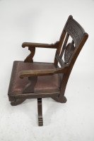 Charles Eastlake Attri. , Aesthetic Movement Walnut & Carved Swivel Desk Armchair - Thumbnail 4