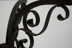 Pair of Arts & Crafts Side Tables with Hand Formed Wrought Iron Scroll Details - Thumbnail 16