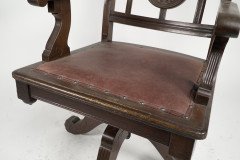 Charles Eastlake Attri. , Aesthetic Movement Walnut & Carved Swivel Desk Armchair - Thumbnail 6