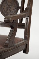 Charles Eastlake Attri. , Aesthetic Movement Walnut & Carved Swivel Desk Armchair - Thumbnail 12