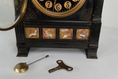Aesthetic Movement Zodiac Black Marble Mantle Clock with Gong- Striking Movement - Thumbnail 19