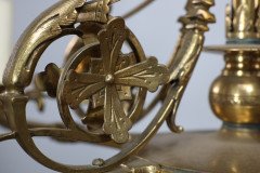 Dr Christopher Dresser (manner) – Rare Aesthetic brass five-arm chandelier - Thumbnail 13