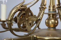 Dr Christopher Dresser (manner) – Rare Aesthetic brass five-arm chandelier - Thumbnail 14