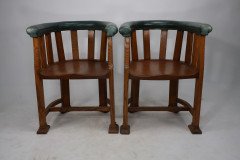 Waring and Gillow. Ten Arts and Crafts Oak Tub Chairs with Shaped Solid Seats - Thumbnail 2
