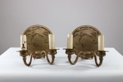 A Pair of Arts and Crafts Brass Wall Lights with Galleons in Sail. - Thumbnail 2