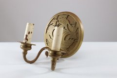 A Pair of Arts and Crafts Brass Wall Lights with Galleons in Sail. - Thumbnail 8