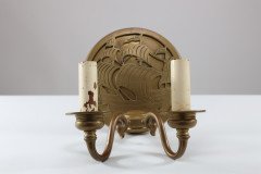 A Pair of Arts and Crafts Brass Wall Lights with Galleons in Sail. - Thumbnail 9