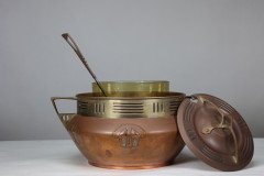 Carl Deffner. an Early Secessionist Style Copper and Brass Punch Bowl and Lid - Thumbnail 2