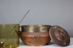 Carl Deffner. an Early Secessionist Style Copper and Brass Punch Bowl and Lid - Thumbnail 3