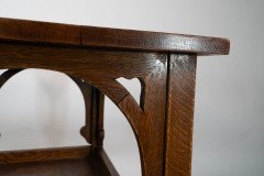 An identical pair of Arts and Crafts oak sidetable - Thumbnail 10
