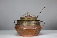 Carl Deffner. an Early Secessionist Style Copper and Brass Punch Bowl and Lid - Thumbnail 4