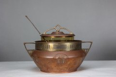 Carl Deffner. an Early Secessionist Style Copper and Brass Punch Bowl and Lid - Thumbnail 7