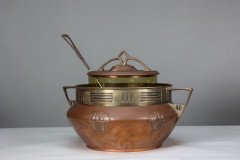 Carl Deffner. an Early Secessionist Style Copper and Brass Punch Bowl and Lid - Thumbnail 8