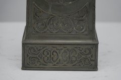 B G H, Attri. an Arts & Crafts Brass Mantel Clock with Stylised Floral Chasing - Thumbnail 7